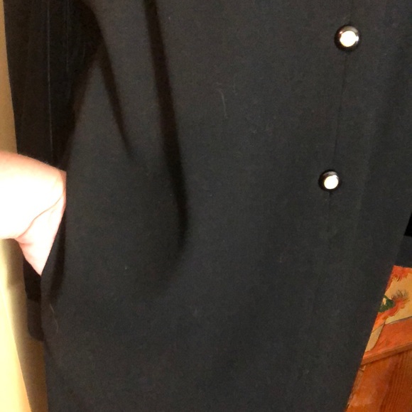 VINTAGE VALENTINO size EU 48 US 12 Velvet Wool Pearl Buttons LBD Elegant Luxury - Picture 9 of 13